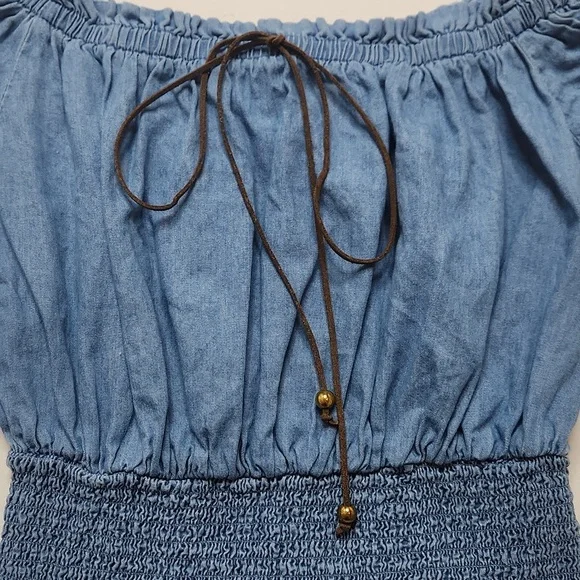Denim Peasant Top - Picture 3 of 9